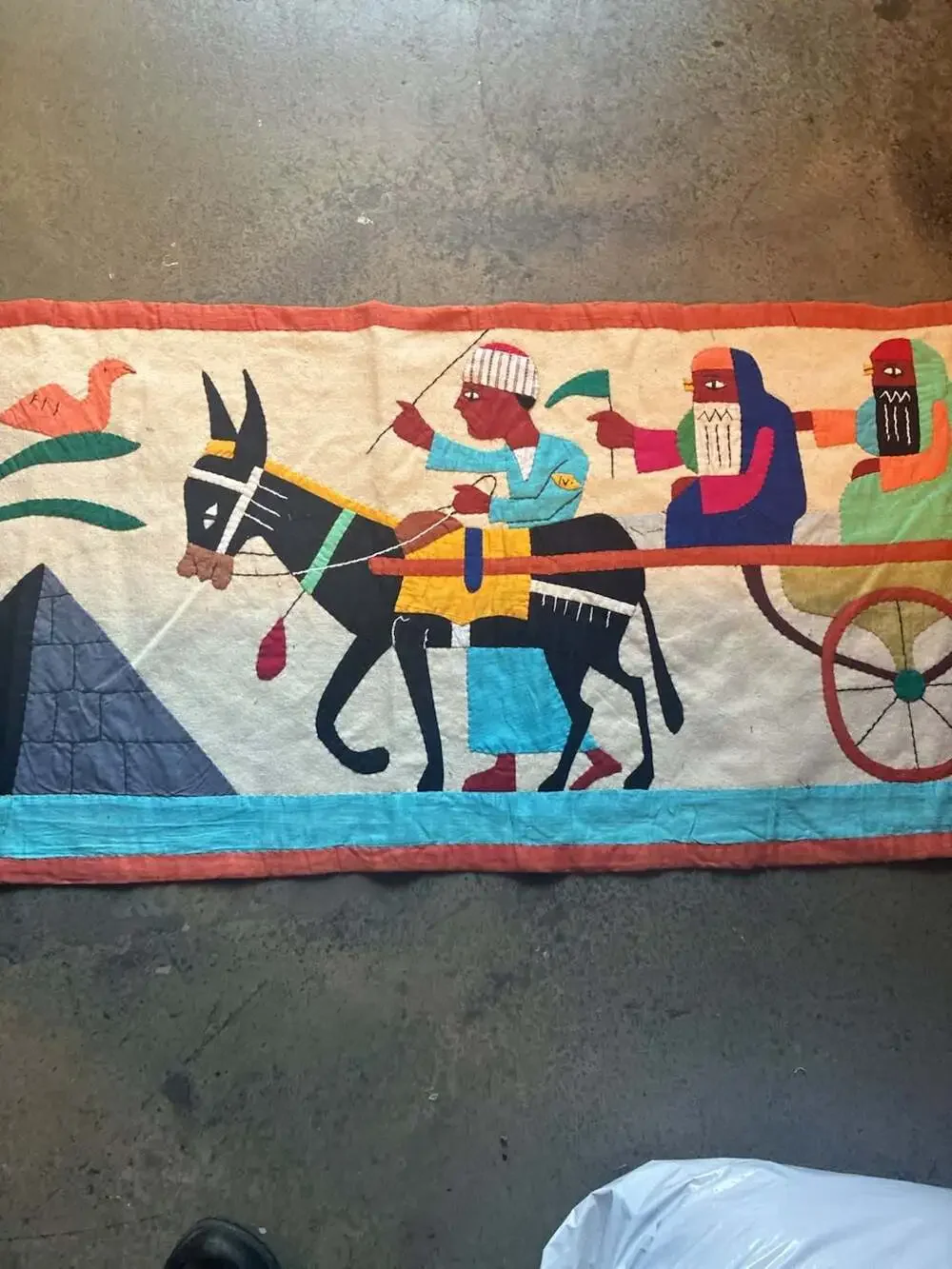 Lot of 7 VTG Handmade Egyptian Khayamiya Appliqué Textile Wall Hanging Tapestry